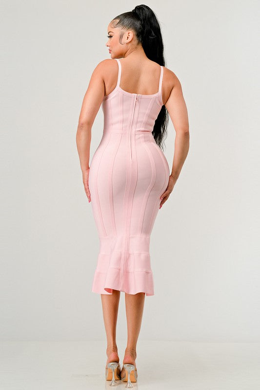 Light Pink BODYCON MIDI DRESS