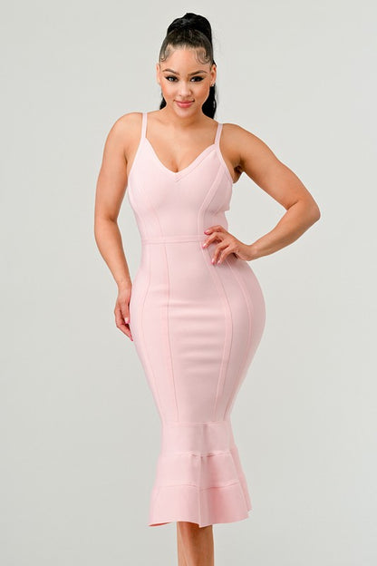 Light Pink BODYCON MIDI DRESS