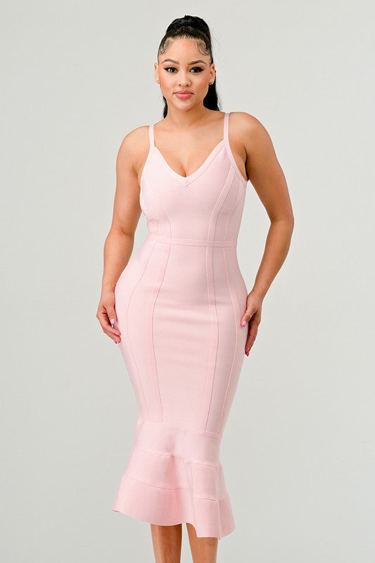 Light Pink BODYCON MIDI DRESS