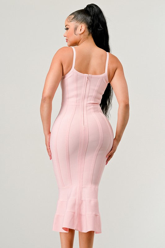 Light Pink BODYCON MIDI DRESS