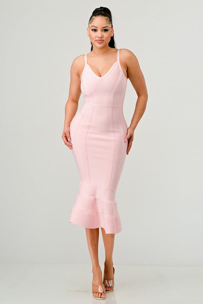 Light Pink BODYCON MIDI DRESS