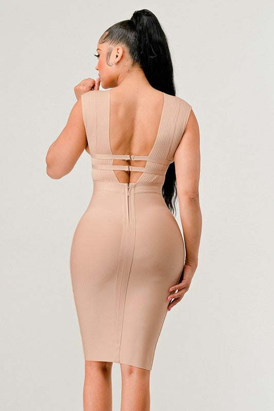 NATURALLY CHIC BANDAGE DRESS