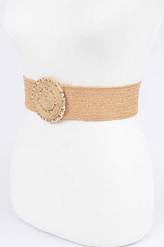 Faux Straw Elastic Belt