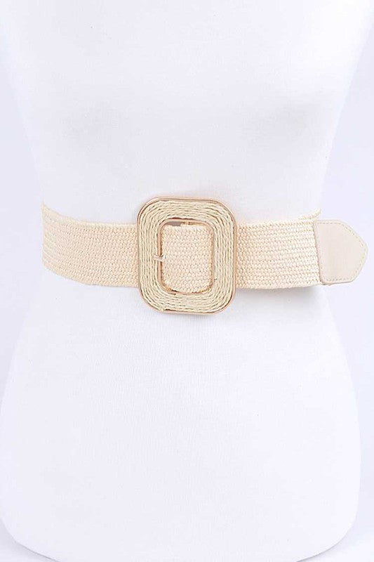 Faux Straw Elastic Belt