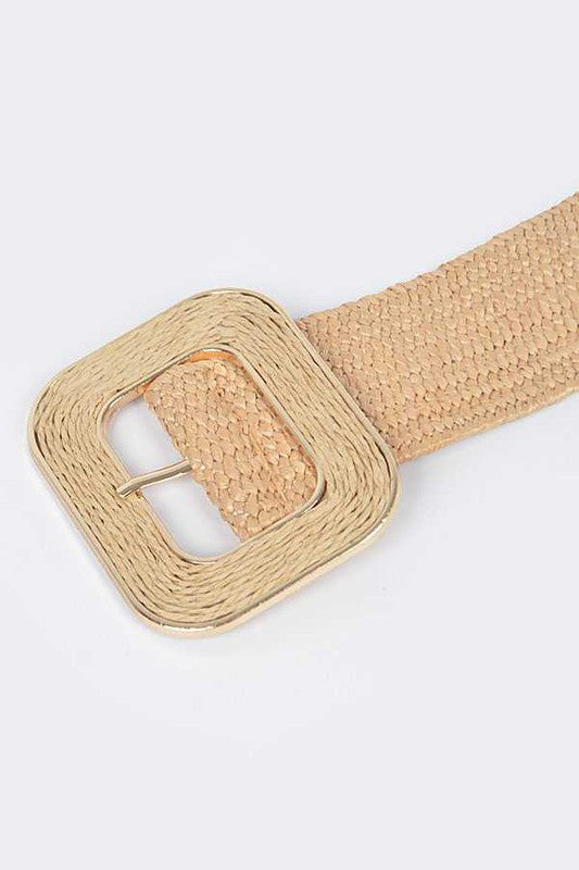 Faux Straw Elastic Belt