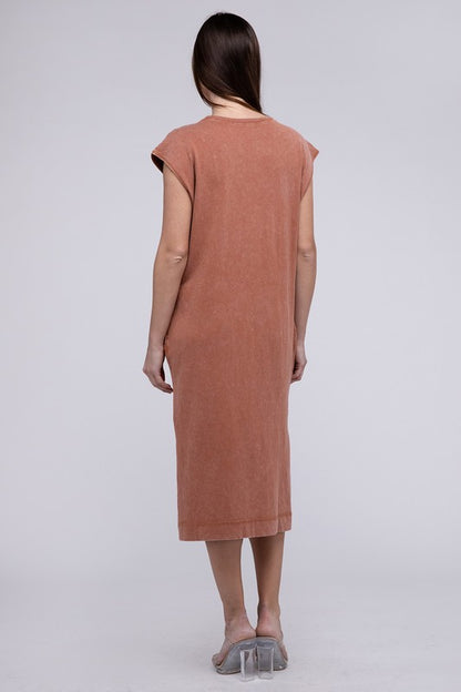 Pink Casual Comfy Sleeveless Midi Dress