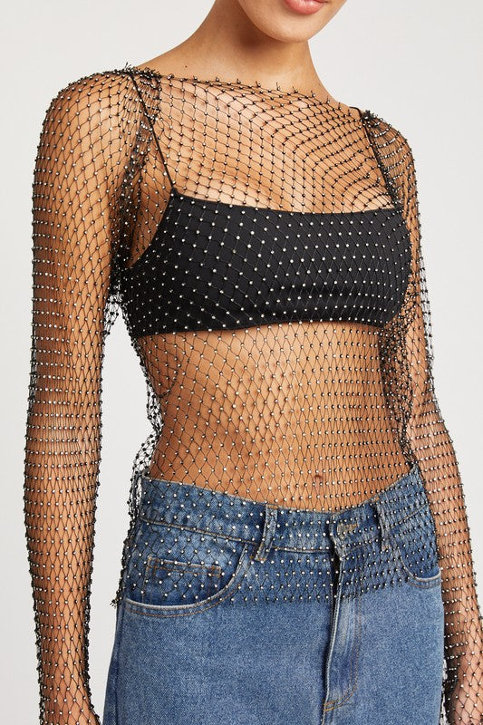 Rhinestones net top