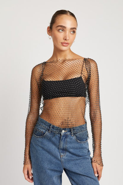 Rhinestones net top