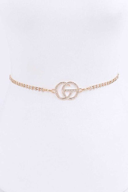 CG Logo Rhinestone Dainty Chain Belt