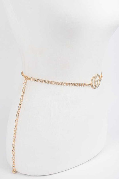 CG Logo Rhinestone Dainty Chain Belt