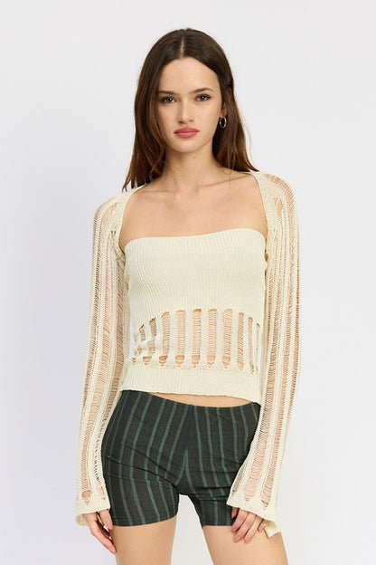 OPEN KNIT SHRUG