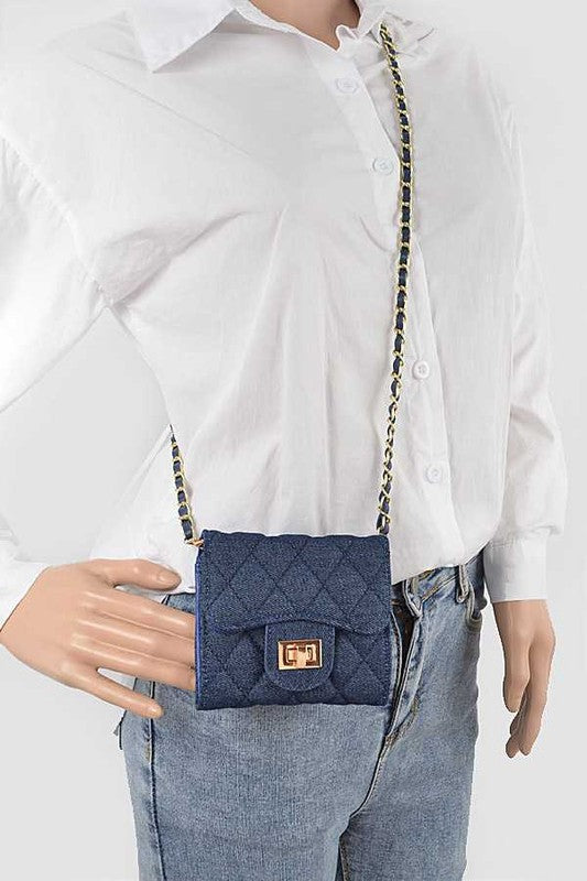 Quilted Denim Swing Wallet