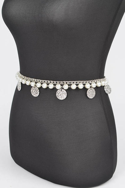 Fringe Disk Iconic Pearl Station Chain Belt