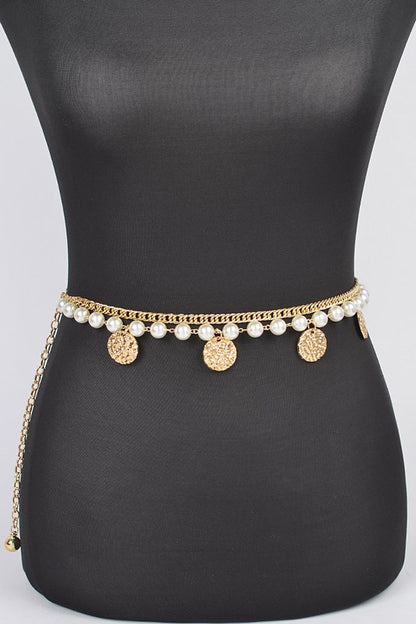 Fringe Disk Iconic Pearl Station Chain Belt