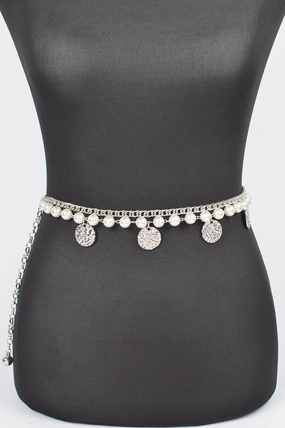 Fringe Disk Iconic Pearl Station Chain Belt