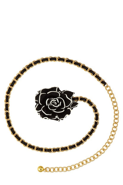 Flower Charm Accent Chain Belt