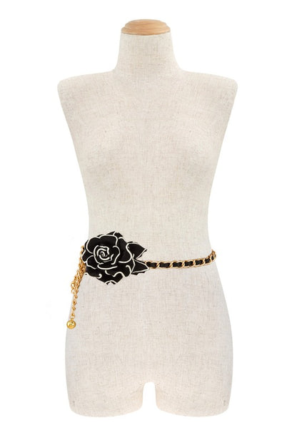 Flower Charm Accent Chain Belt