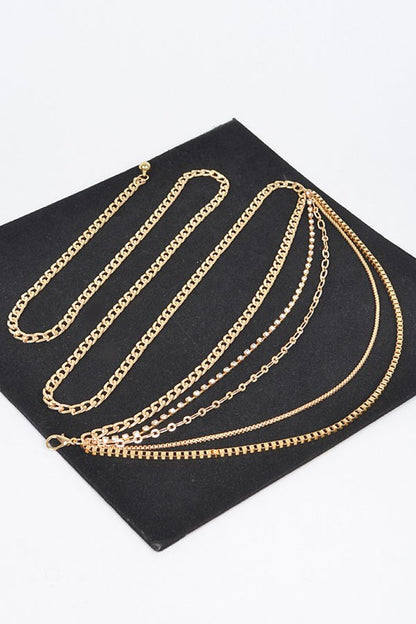 Plus Size Mix Chain Rhinestone Layered Chain Belt