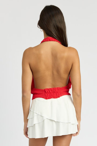 Red Neck Halter Top