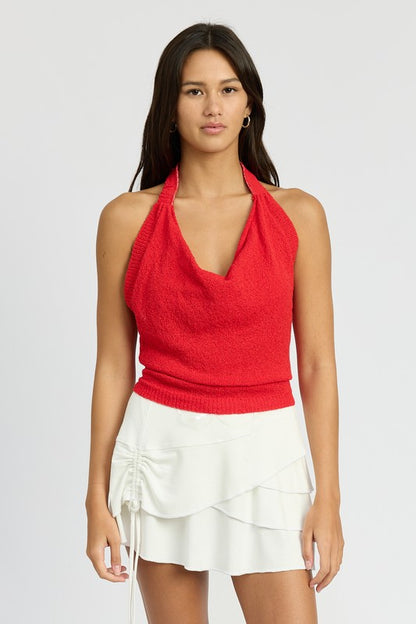 Red Neck Halter Top