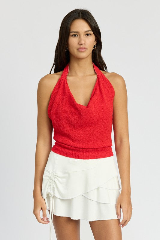 Red Neck Halter Top