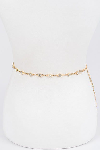 Rhinestone Station Mix Layer Chain Belt