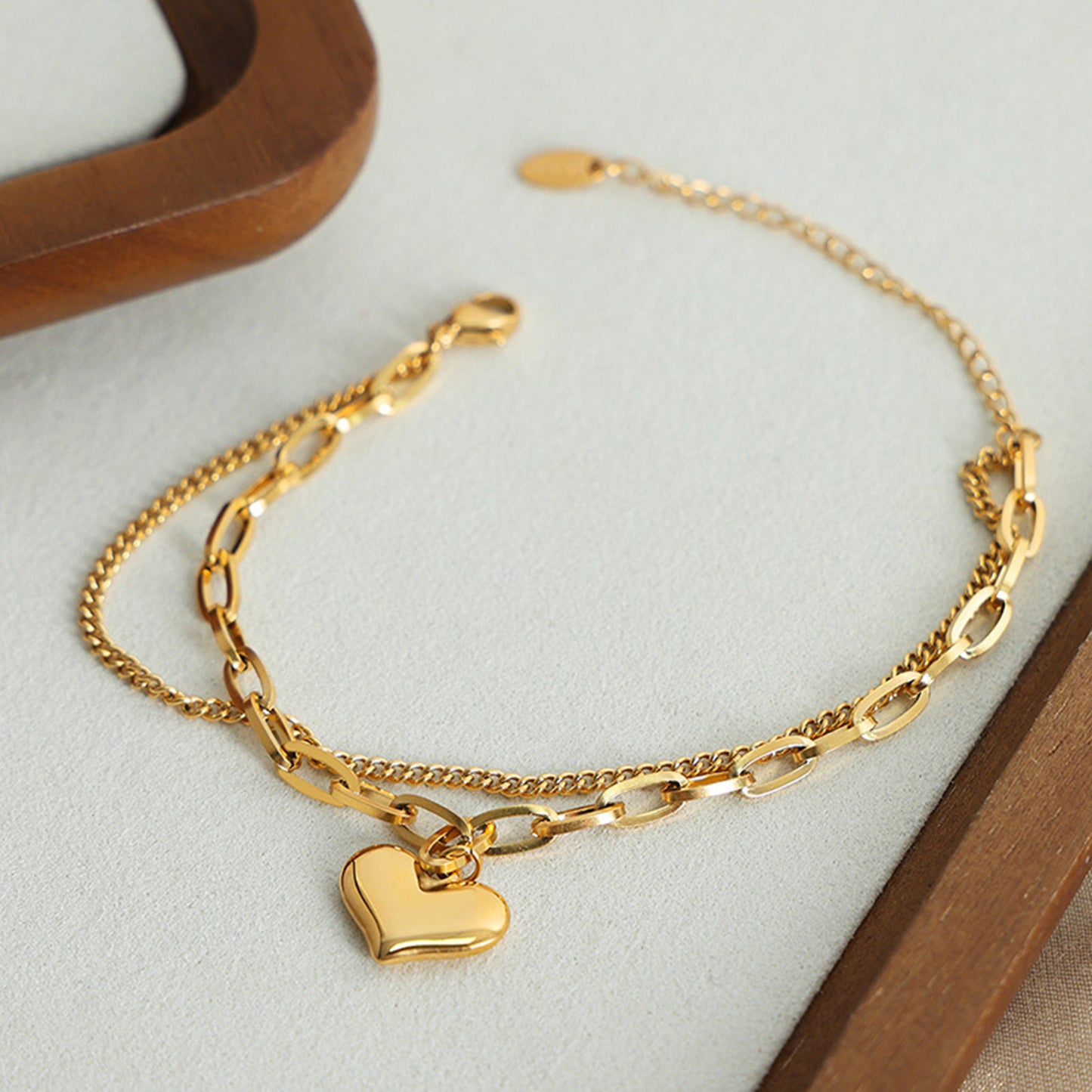 Heart Shape Lobster Closure Chain Bracelet