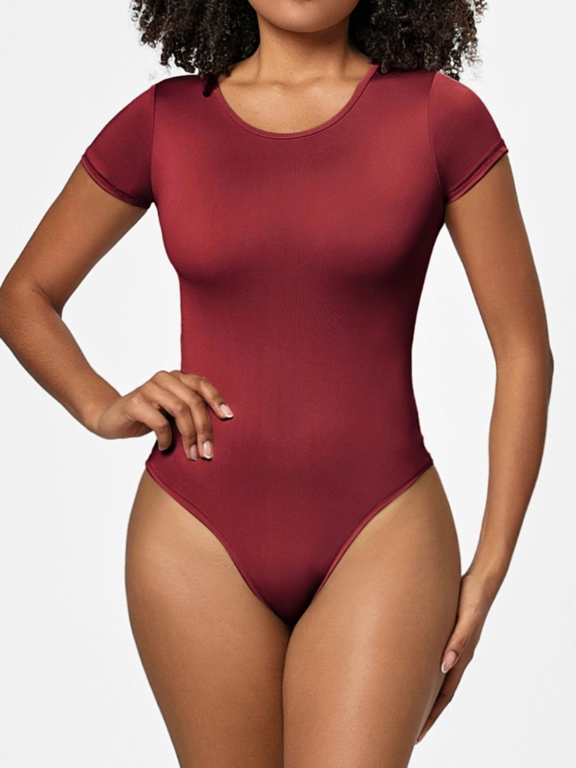 Full Size Round Neck Short Sleeve Bodysuit