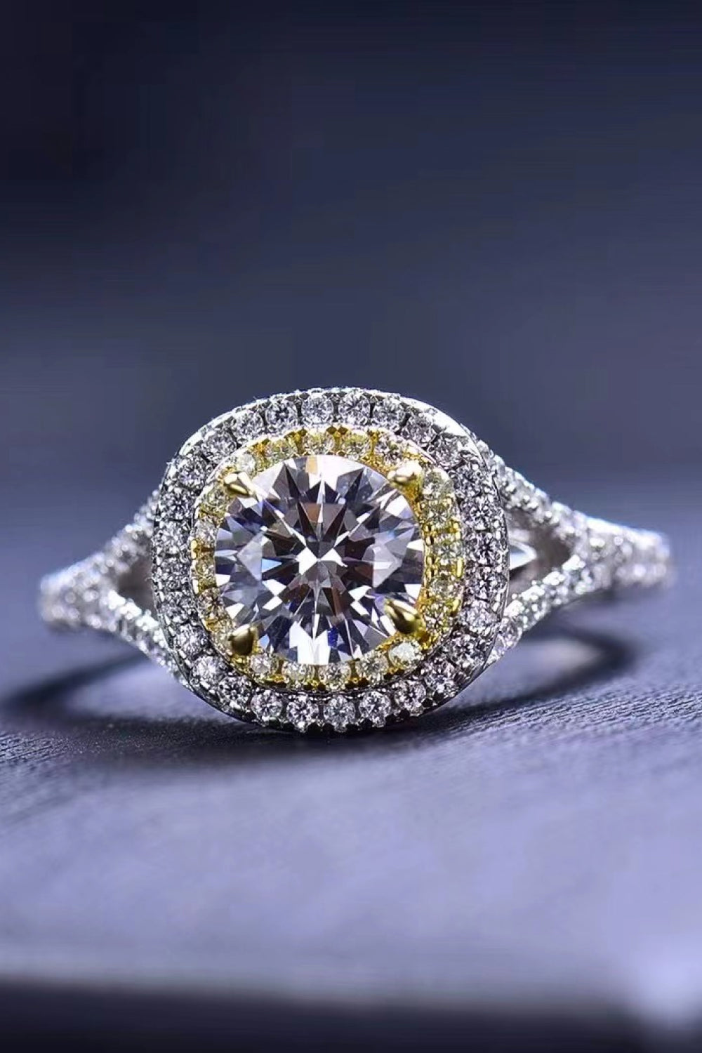 Two-Tone 1 Carat Moissanite Ring