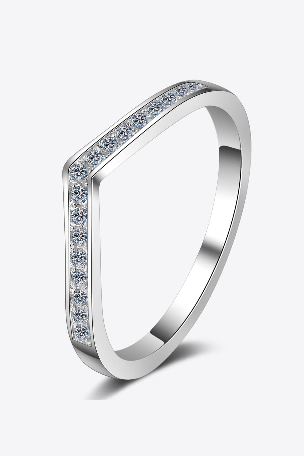 Minimalist Moissanite Rhodium-Plated Ring