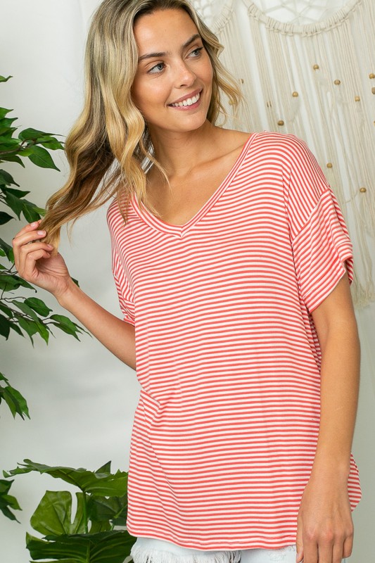 PLUS PIN STRIPE BOXY TOP