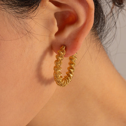 18K Gold-Plated Stainless Steel C-Hoop Earrings