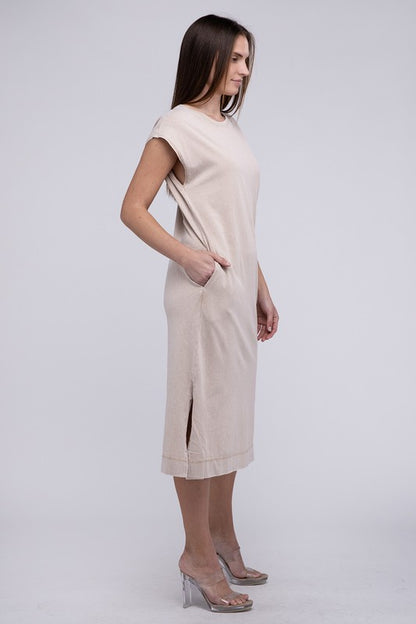 Pink Casual Comfy Sleeveless Midi Dress