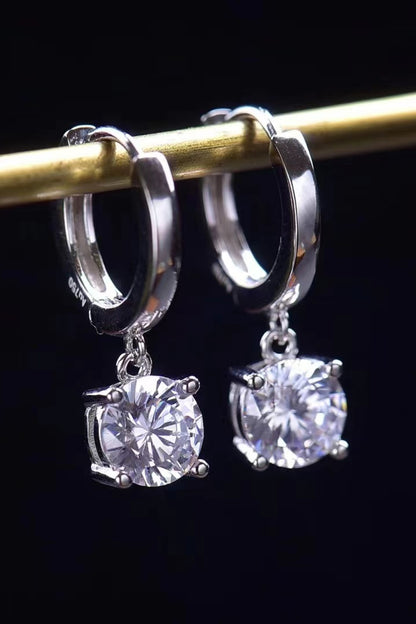 Feel The Surprise 1 Carat Moissanite Platinum-Plated Drop Earrings