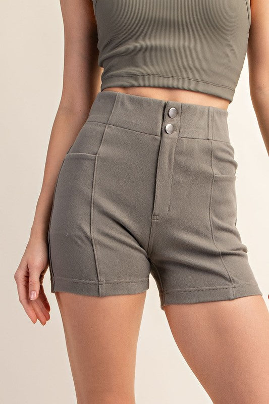 Dusty Olive Cotton Stretch Twill Short Pant