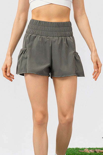 Elastic Waist Pocketed Active Shorts