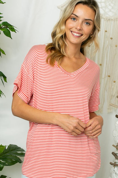 PLUS PIN STRIPE BOXY TOP