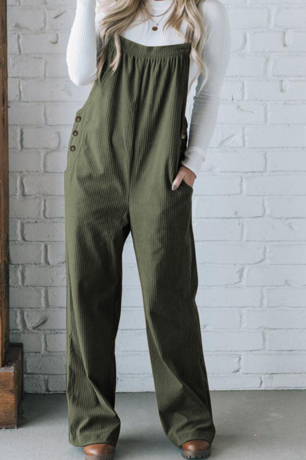 Square Neck Wide Strap Overalls