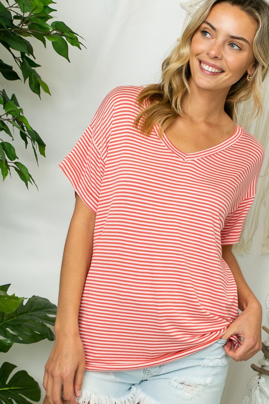 PLUS PIN STRIPE BOXY TOP