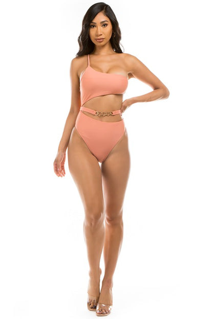 Peach Chic Belt One-Piece