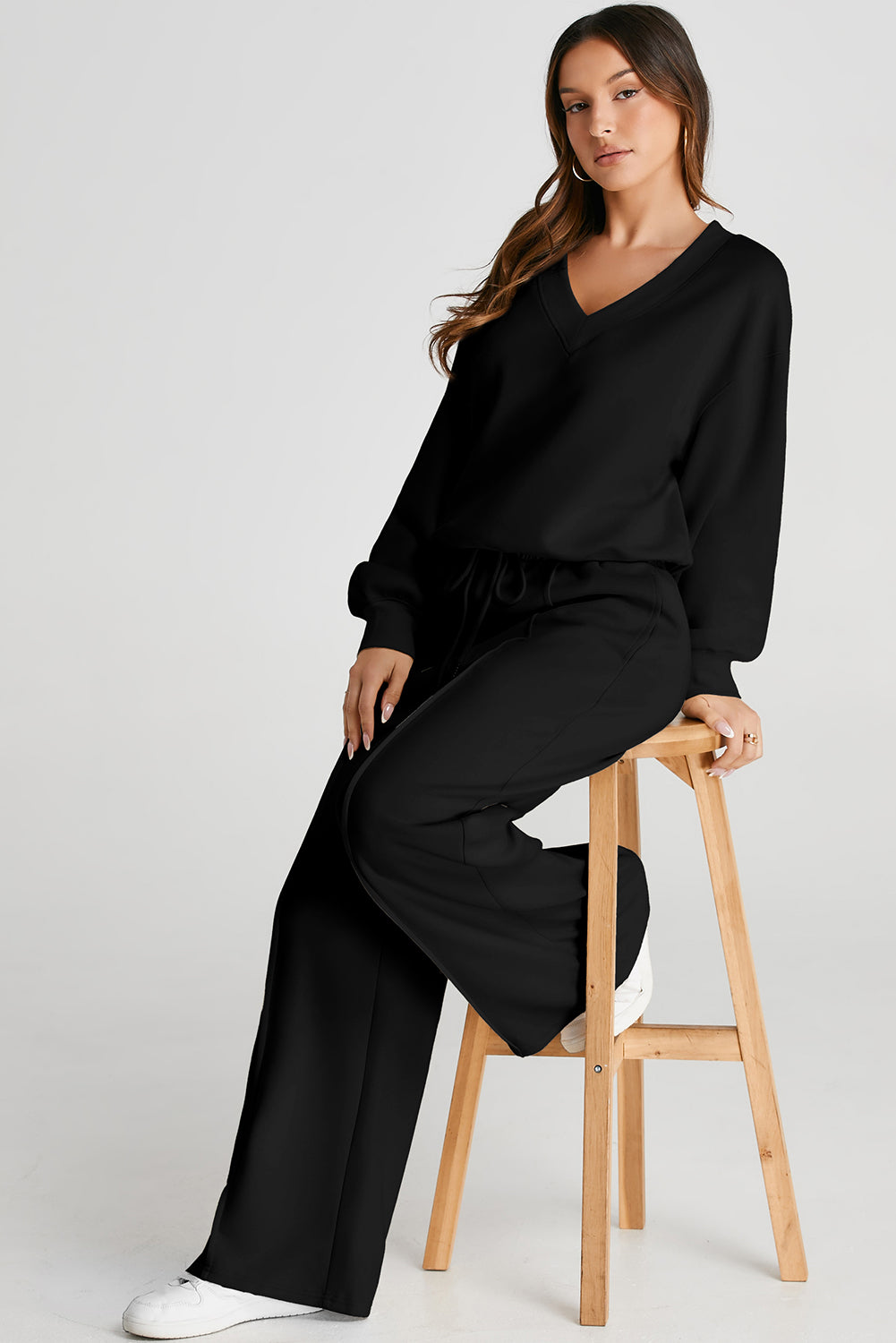 V-Neck Long Sleeve Top and Pants Active Set – MK XCLUSIVE