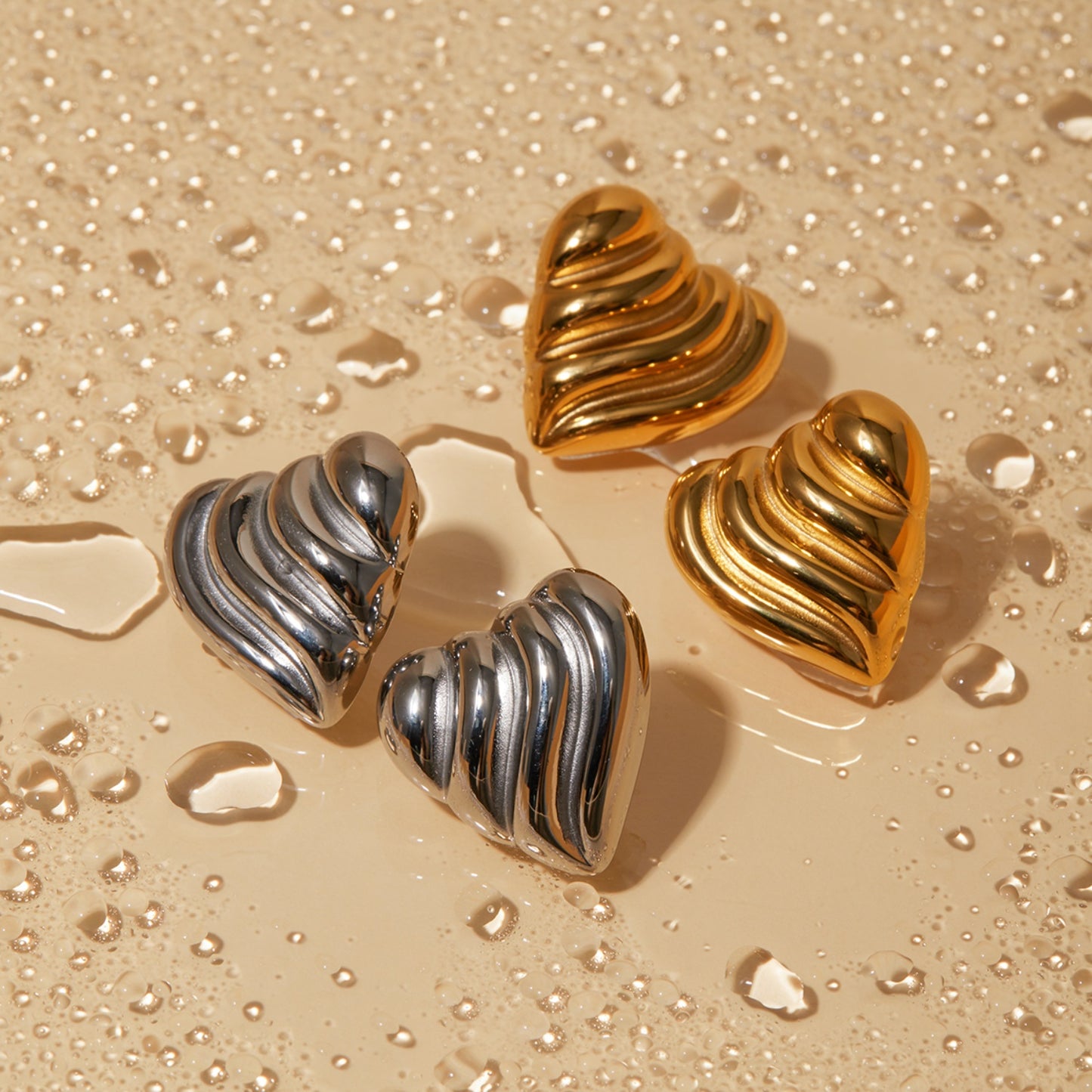 Stainless Steel Heart Shape Stud Earrings