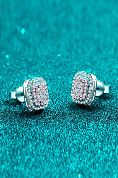 1 Carat Moissanite and Zircon Contrast Geometric Stud Earrings