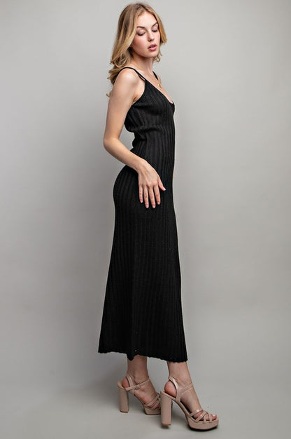 RIBBED-KNIT MAXI DRESS