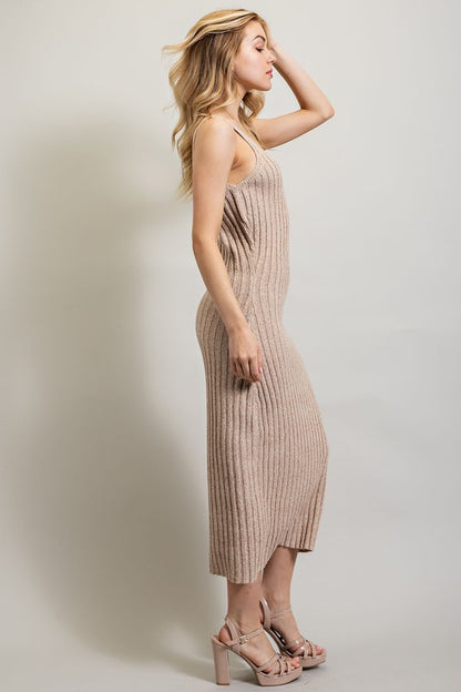 RIBBED-KNIT MAXI DRESS