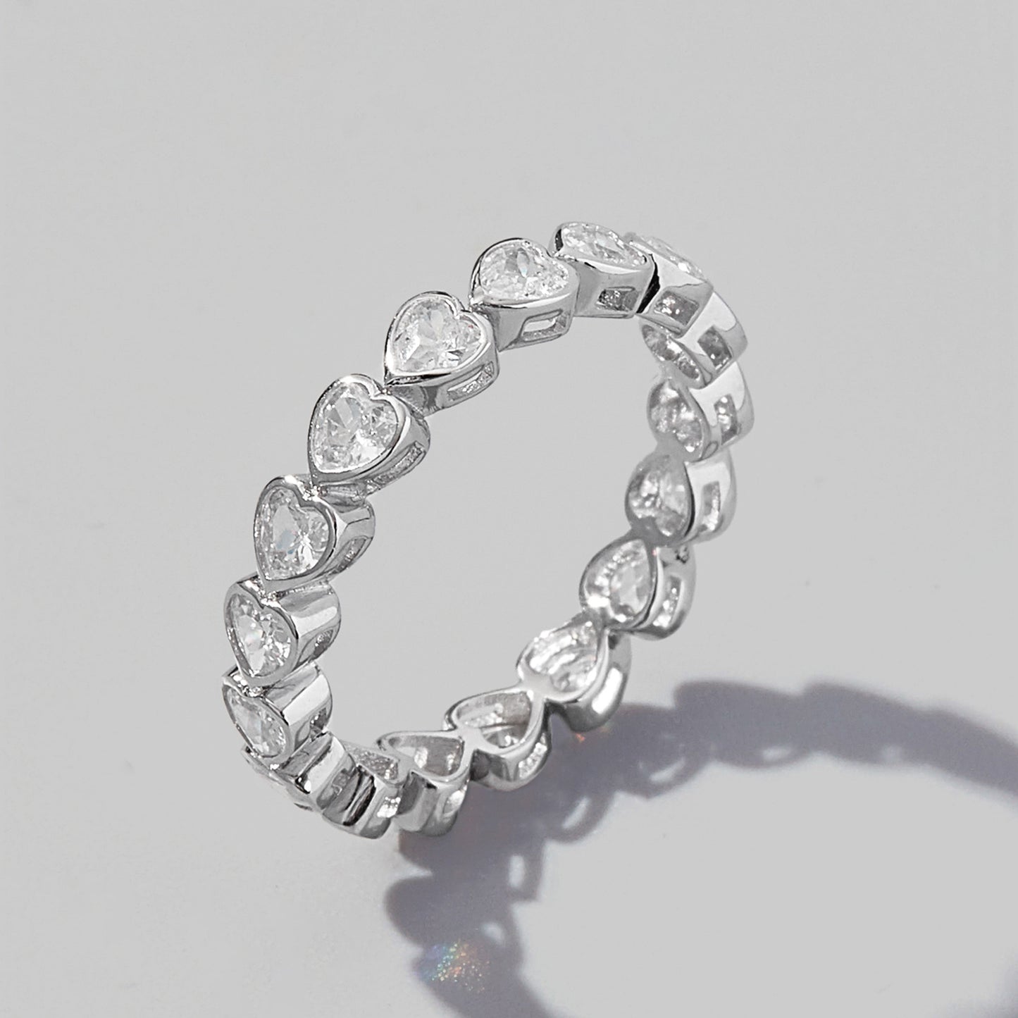 925 Sterling Silver Zircon Heart Ring