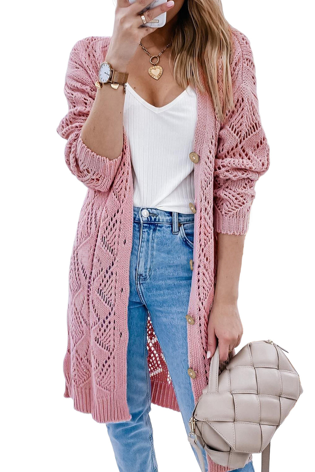 V-Neck Long Sleeve Cardigan