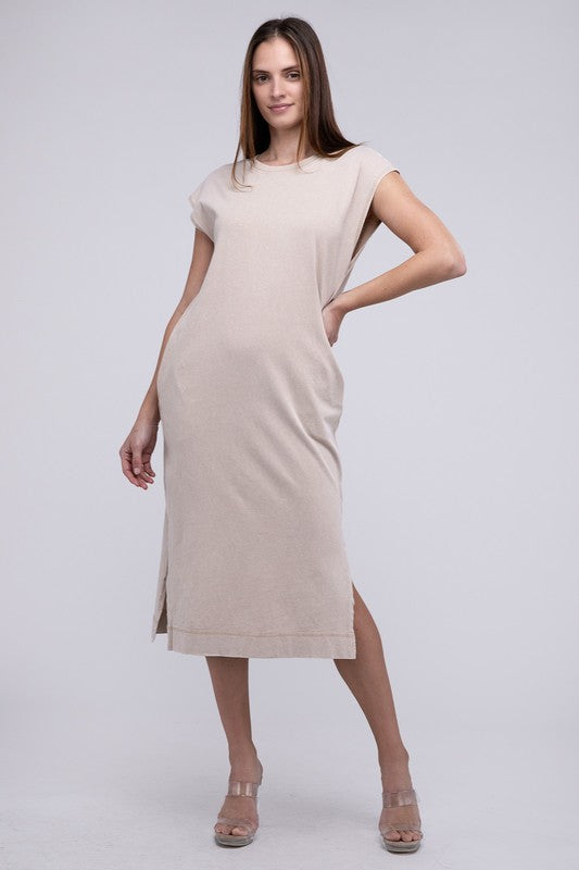 Pink Casual Comfy Sleeveless Midi Dress