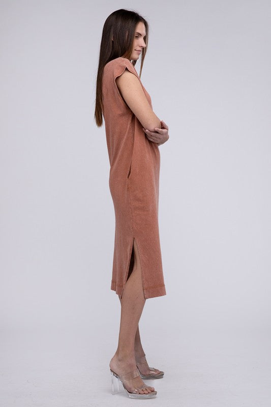 Pink Casual Comfy Sleeveless Midi Dress