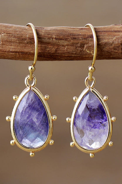 Natural Stone Teardrop Earrings